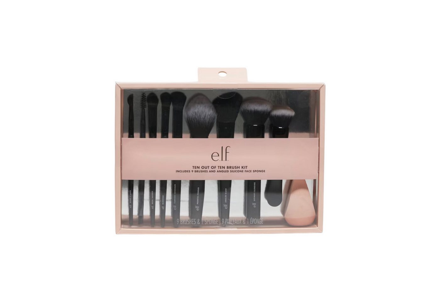 e.l.f Kosmetikpinsel-Set Ten out of Ten Set, 10 tlg., 9 Pinsel + 1 Make-up-Schwamm von e.l.f