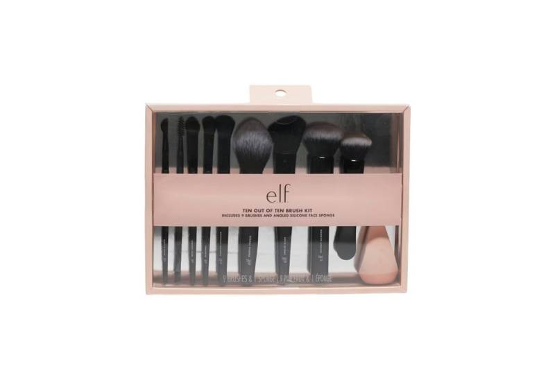 e.l.f Kosmetikpinsel-Set Ten out of Ten Set, 10 tlg., 9 Pinsel + 1 Make-up-Schwamm von e.l.f