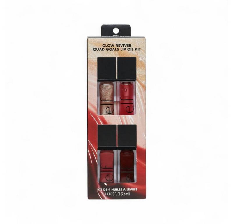 e.l.f Lippenöl Set - Glow Reviver Quad Goals, 4-tlg. von e.l.f