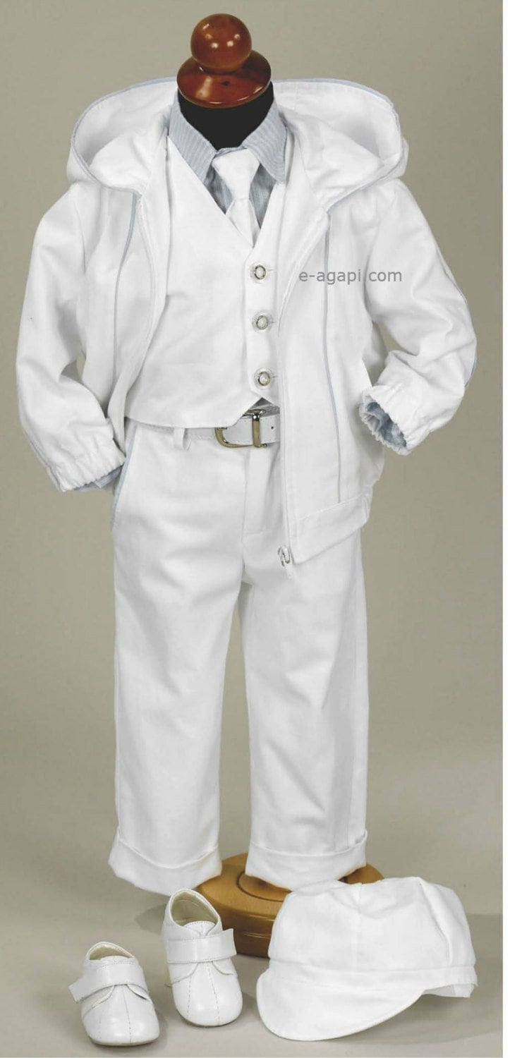 Griechisch Baby Jungen Taufe Weiß Grau Anzug Set Griechisch Kyrillisch Erster Geburtstag Outfit Kleinkind Hochzeitsoutfit von eAGAPIcom