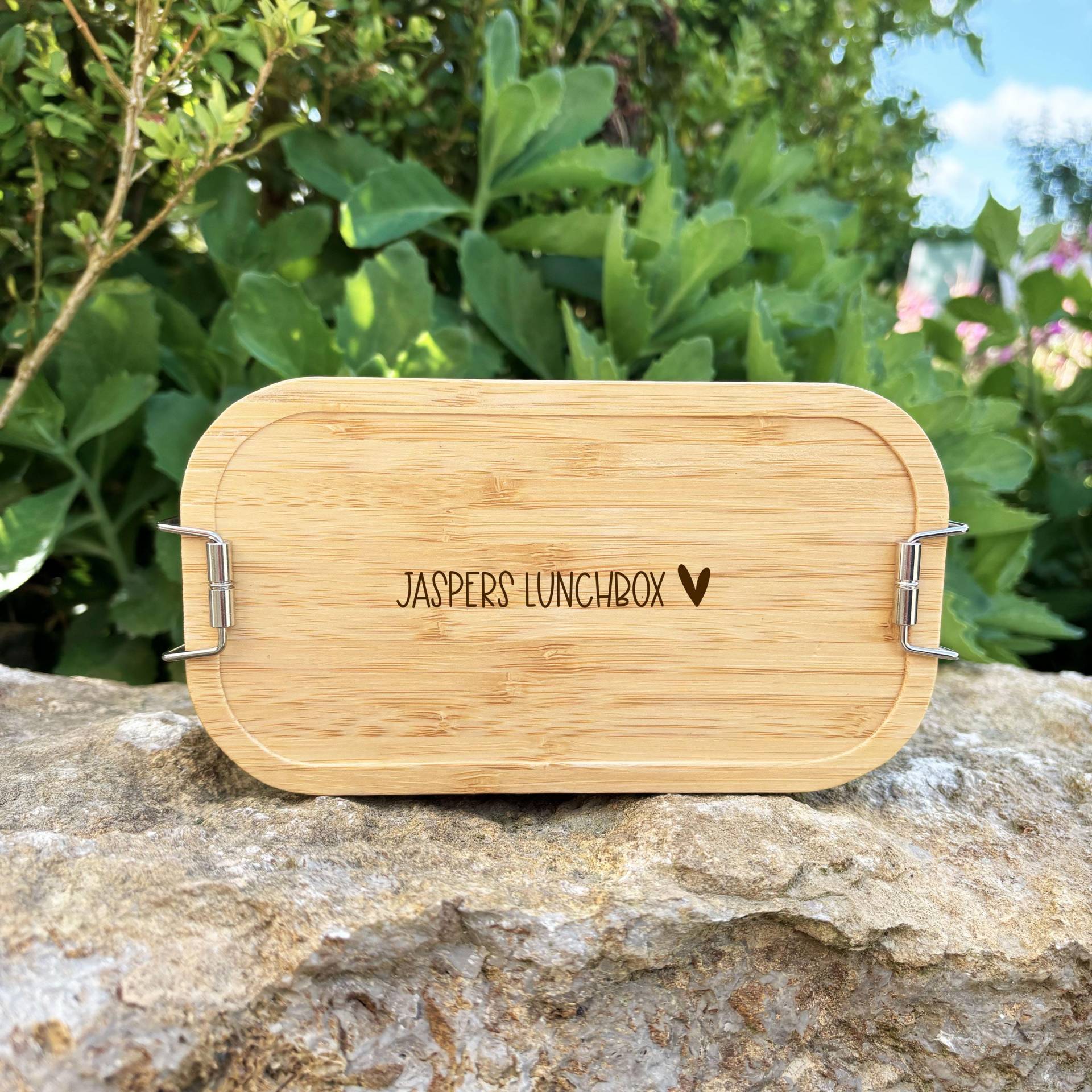Personalisierte Kinder-Lunchbox Mit Bambusdeckel - Gravierte Brotdose Namen Geschenk Zb Für Schule Oder Geburtstag 700Ml 1100Ml von eArtIllustration