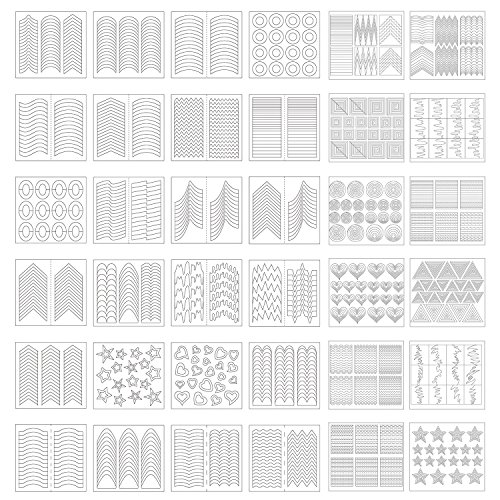 1275 Stück 49 Designs Nail Art Schablonen Französisch Tip Guides Aufkleber Form Fringe Guides Vinyl, 36 Blatt von EBOOT