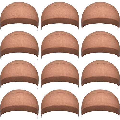 12 Stück Nylon Perück Kappe für Frauen und Männer (Hellbraun) von EBOOT
