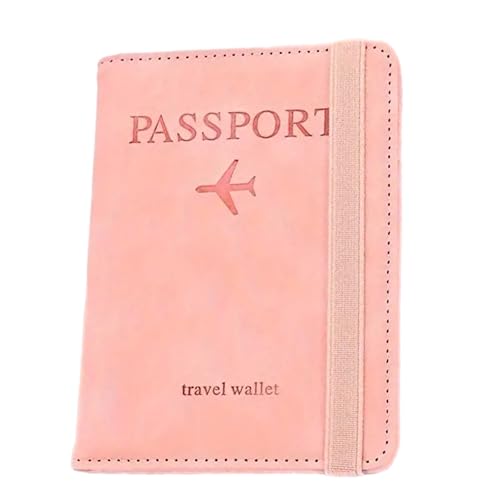 eBoutik - RFID-blockierender Reisepasshalter & Reisebrieftasche Organizer - PU Leder Dokumententasche für Karten und Bordkarten Hülle für Männer & Frauen, rose, Standard, Reisebrieftasche von eBoutik