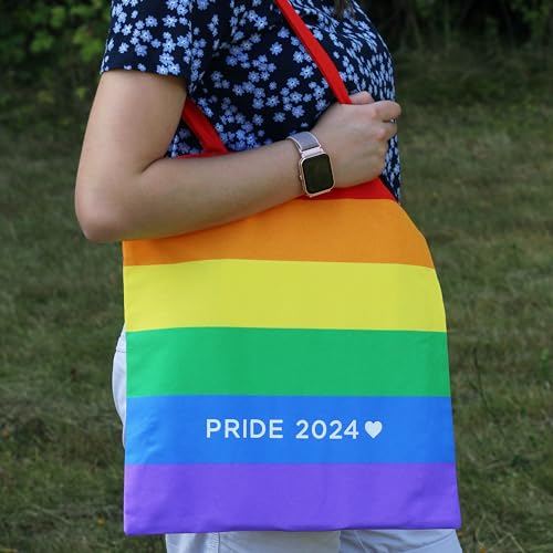 eBuyGB Pride 2023 Regenbogen Baumwolle Shopper, Tote Bag für Gay Pride, Lesben, Bi, Trans Parade Festival Merch, LGBT, LGBTQ Merchandise von eBuyGB