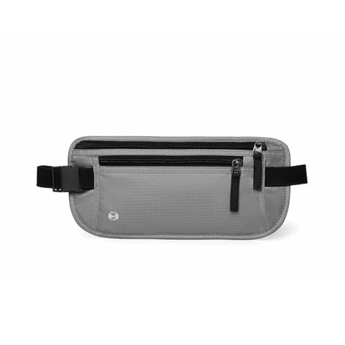 RFID-blockierender Reise-Geldgürtel, Diebstahlschutz, versteckte Hüfttasche für Reisepass, Kreditkarten und Handy, Sicherheitsbauchtasche für Damen und Herren (12 Farben), Hellgrau, Modern von eLymwoo