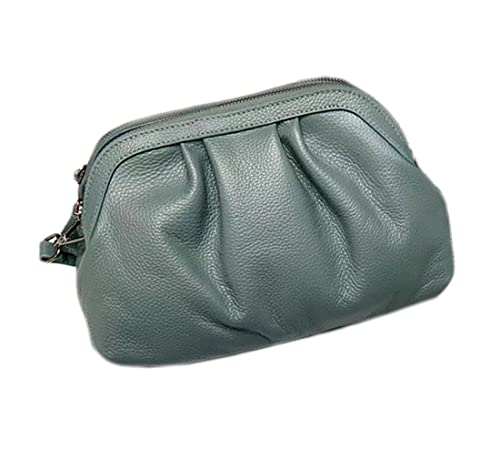 Shell Bag Echtes Leder Damen Einzigartige Schultertaschen Hobo Handtaschen Mehrfarbige Cloud Handtasche, Grün , Medium von eLymwoo