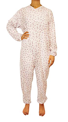 eMMe SQUARE - Schlafanzug für den Sommer, langärmlig, mit Reißverschluss hinten, Gesundheitsschutz für behinderte und behinderte ältere Menschen, leichte Baumwolle, hergestellt in Italien, Weiß mit von eMMe SQUARE