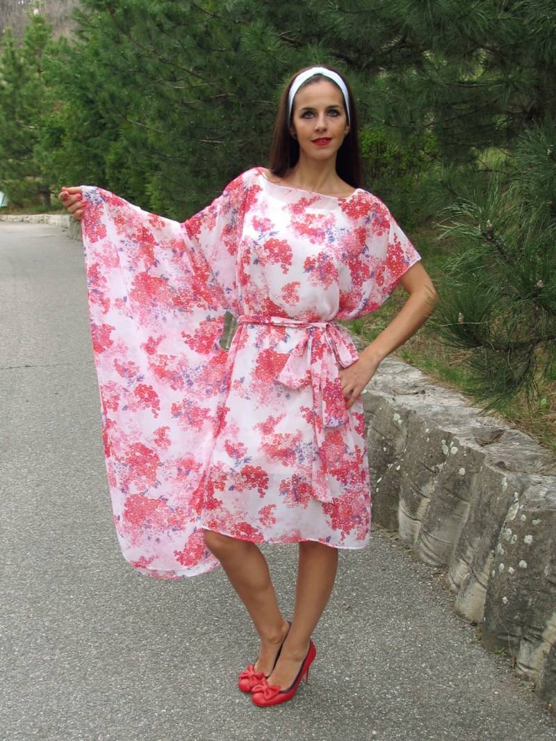 Lose Blumendruck Kleid/Oversize Täglichen Maxi Legere Tunika Strand Cover Up Plus Size von eMODNO