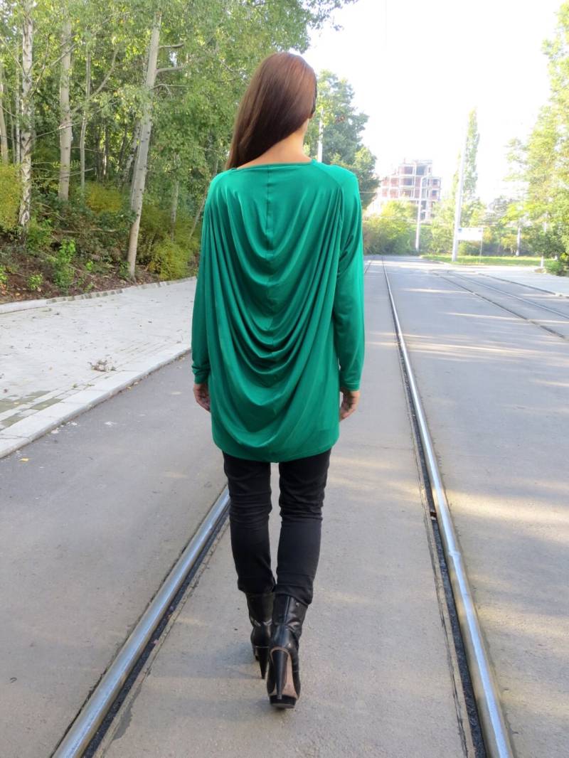 Promo-Grüne Übergroße Tunika - Maxi Bluse Top Elegante Mutterschaft Lose Langen Ärmeln Top-Einheitsgröße Top, Extravagantes von eMODNO