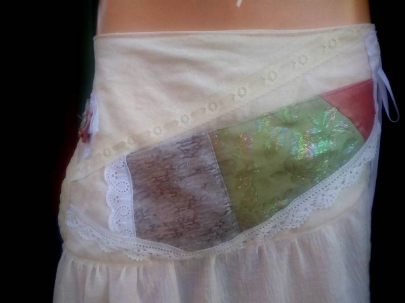 Fetzen Rock, Pixie, Fee, Boho Festival Hochzeit, Weißer Shabby Chic Rock von eMPierre9