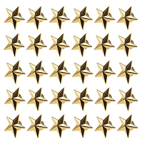eMagTech 30 Stück Goldener Stern 18mm 5 Spitzen Metall Anstecker Anstecknadel für Damen Herren Zink Legierung Metall von eMagTech