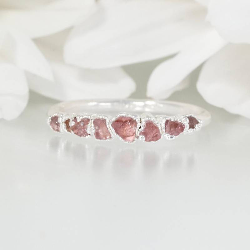 Hellrosa Rohe Turmalin Scheibe Ehering Ring. 999Er Feinsilber Roher Ring Bandring von eMerakiGalaxy