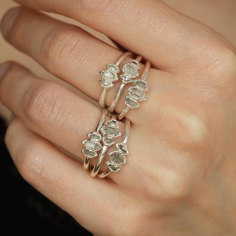 Herkimer Diamant Ring Rts 999 Reinsilber Electroformed 3 Steine Ring von eMerakiGalaxy