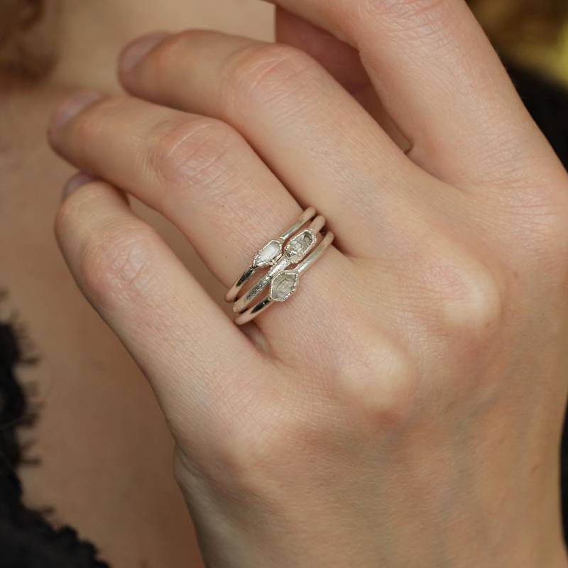 Herkimer Diamant Ring Rts 999 Reinsilber Elektrogeformter Natürlicher Bandring von eMerakiGalaxy