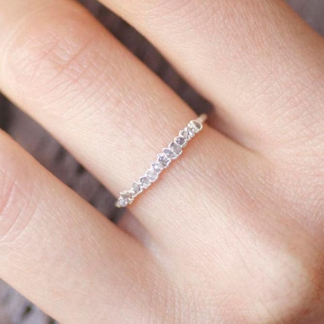 Roher Rosa Diamant Ring 999Er Feinsilber Rohdiamant Ehering Rosendiamant Schmuck von eMerakiGalaxy