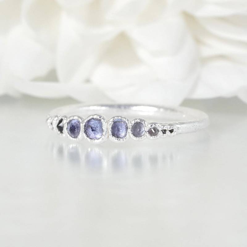Tansanit Kiesel Ring Lavendel Edelstein Band Hochzeit Dezember Birthstone Schmuck Purple Crystal Electroformed Silber von eMerakiGalaxy