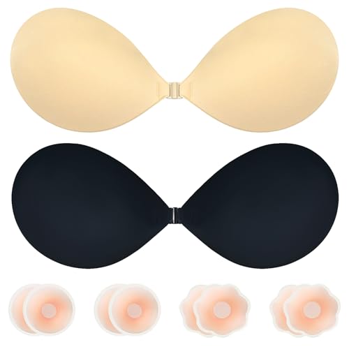 2 Stück Klebe BH Push up Ohne Träger Unsichtbarer Trägerloser BH Sticky Bra zum Kleben Rückenfreier Klebe-BHS Trägerlos Klebebh Damen Große Brust Klebepads Kleine Brüste für Rückenfreie Kleidung,Cup A von ePicsoa