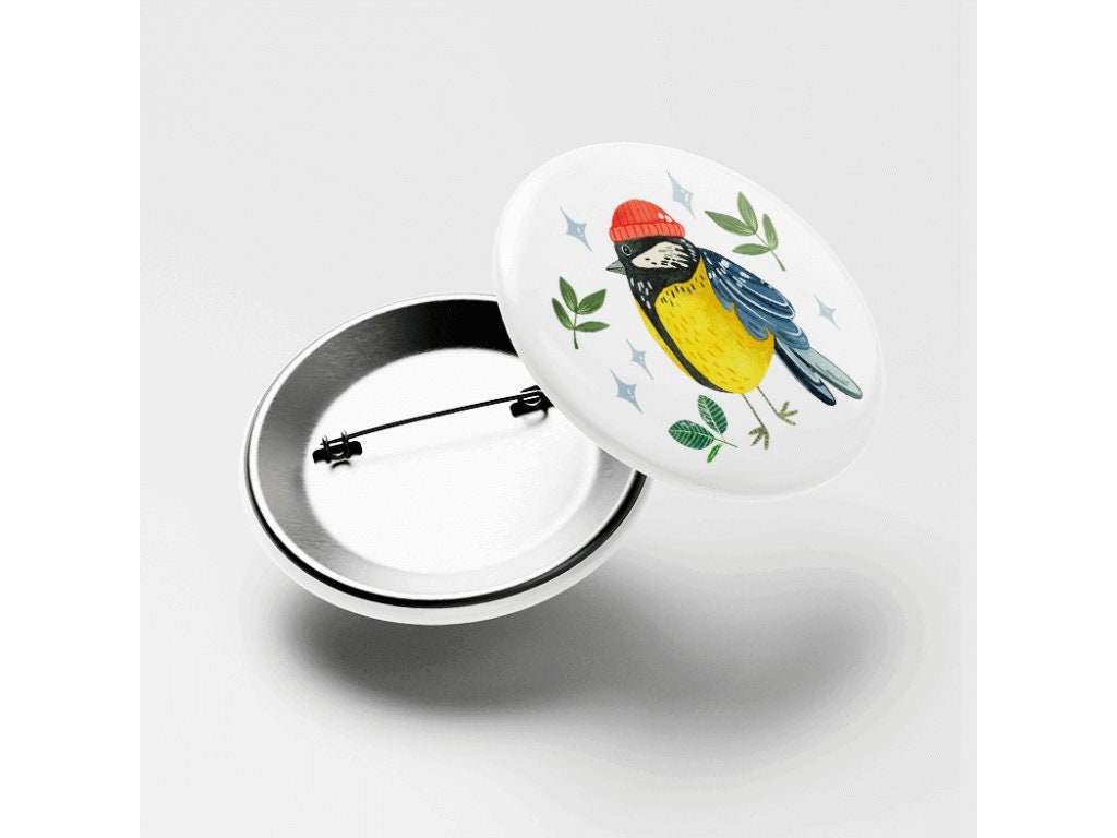 Abzeichen Mit Kohlmeise Im Winter - Original Aquarell Illustration. Für Alle Vogelliebhaber von ePipi