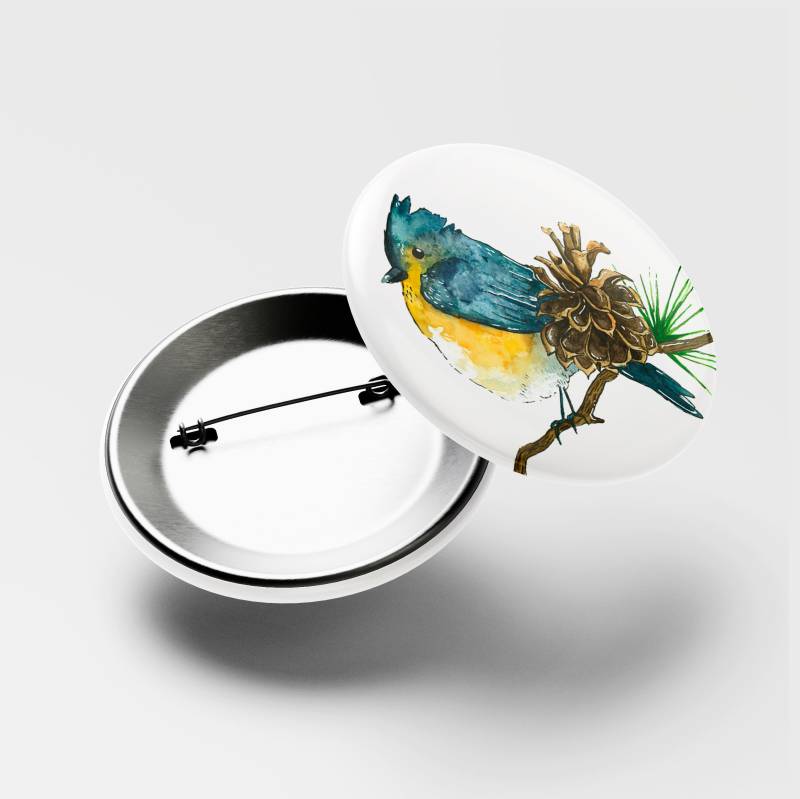 Aufnäher Mit Büschelmeise - Original Aquarell Illustration von ePipi