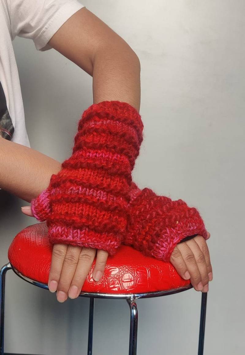 Handschuhe Geschenk Extrawarm Handgestrickte Sherpa Woll Handwärmerfleece Gefüttert Mit Einzigartiges Design 100 Prozent Wolle Handmade Gemütlich von eSafal