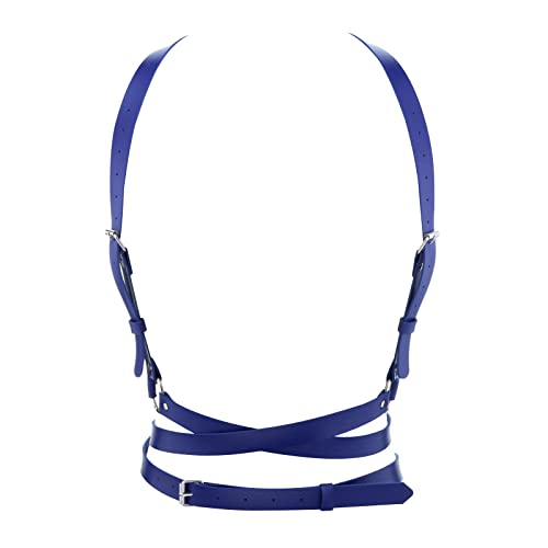 eYLun Damen Leder Geschirr Gürtel Körper Verstellbarer Punk Taillengürtel Gothic Taillengurte Gürtel, Königsblau, Einheitsgröße von eYLun