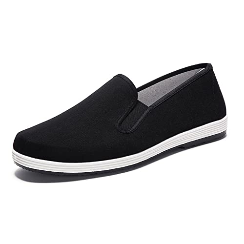 eYLun Kung Fu Schuhe Herren Tai Chi Schuhe Chinesische Traditionelle Kampfsport Gummisohle Slip On Old Peking Schuhe, Schwarz, 8 Women/6.5 Men von eYLun