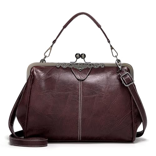 eaacaa Handtaschen Damen Schultertasche Umhängetasche Handy Bag für Frauen PU Leder Wasserdicht Schultertasche Crossbody Messenger Bag Shopper Arbeitstasche Snaps Haspe (Kaffeebraun) von eaacaa