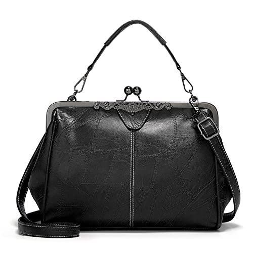 eaacaa Handtaschen Damen Schultertasche Umhängetasche Handy Bag für Frauen PU Leder Wasserdicht Schultertasche Crossbody Messenger Bag Shopper Arbeitstasche Snaps Haspe (Schwarz) von eaacaa