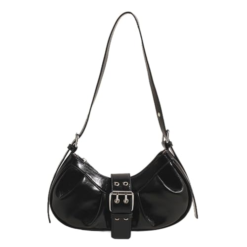 eaacaa PU-Leder-Umhängetasche Y2K for Damen, kleine Clutch-Handtasche mit verstellbarem Riemen, Clutch-Geldbörse, plissierte Unterarm-Geldbörse for Reisen, Pendeln (Schwarz) von eaacaa