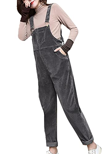 each women Damen Cord-Latzhose mit Verstellbarer Taillen-Overalls Herbst-Winter-Hüftoverall zum Öffnen von each women