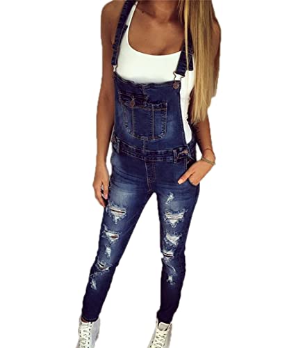 each women Damen Denim Overalls Overall Lady Zerrissene Jeans Latzhose Arbeit Latzhose Playsuit Größe S-3XL von each women