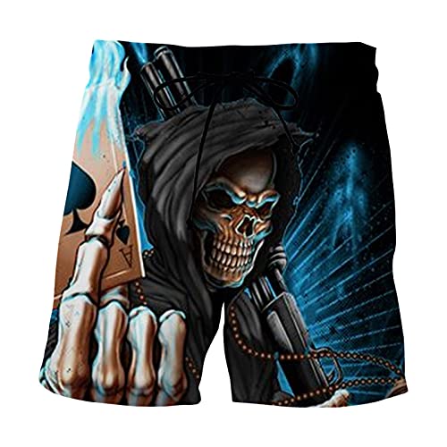 each women Herren Badeshorts Herren Totenkopf Gedruckt Kurz Sommer Strand Lässig Kurze Schädel 3D Druck Kordelzug Badehose von each women