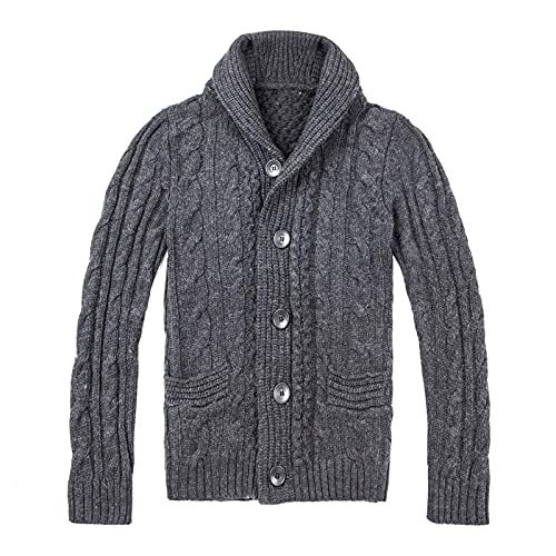 each women Herren Grobstrick Schalkragen Strickjacke Herren Geknöpfte Strickpullover Vintage Strick Oberbekleidung von each women