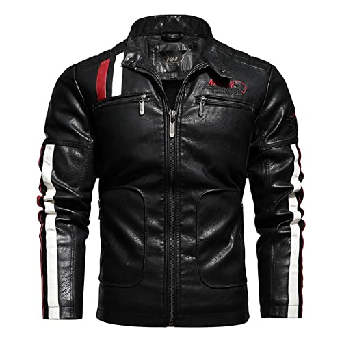 each women Herren Rot Retro Motorrad Lederjacke Herren Schwarz Bomber Lederjacken Slim Fit Klassischer Mantel Größe M-4XL von each women