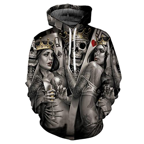 each women Herren Skelett Hoodie Sweatshirt Männer Unisex Schädel Lustige Grafik Hoodie Pullover Größe 4XL von each women