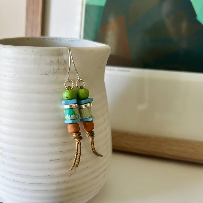 Eva Grün Und Terrakotta Ohrringe - Kordel Keramikperlen von earlybirdcreations