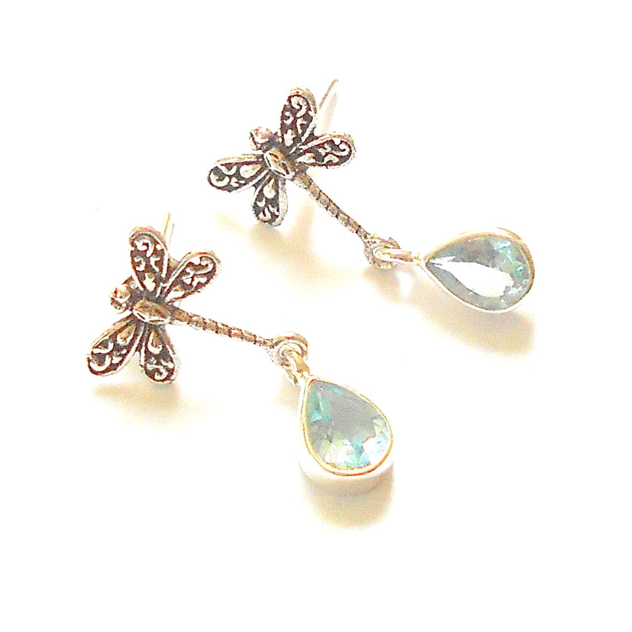 Blautopas Sterling Silber Libelle Ohrringe Erdig #2981 Blautopas Sterling Silber Libelle Ohrringe Erdig #2981 von earthegy