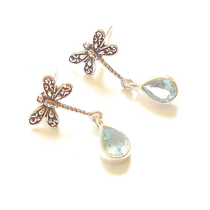 Blautopas Sterling Silber Libelle Ohrringe Erdig #2981 Blautopas Sterling Silber Libelle Ohrringe Erdig #2981 von earthegy