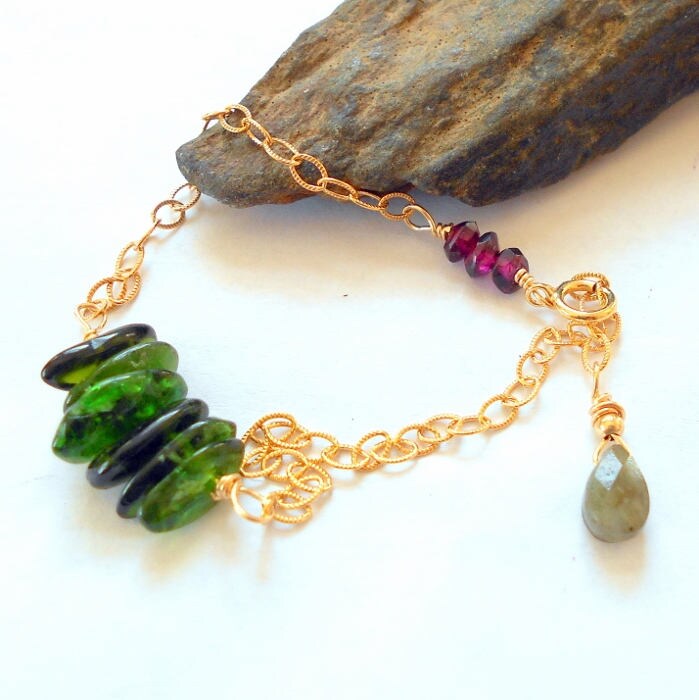 Goldarmband Mit Chromdiopsid Und Granat #2253 Goldarmband Mit Chromdiopsid Und Granat #2253 von earthegy