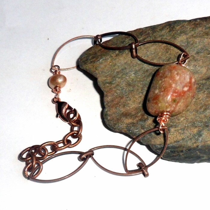 Herbst Jaspis Armband Kupfer Verstellbar Perle Erdfarben #255 von earthegy