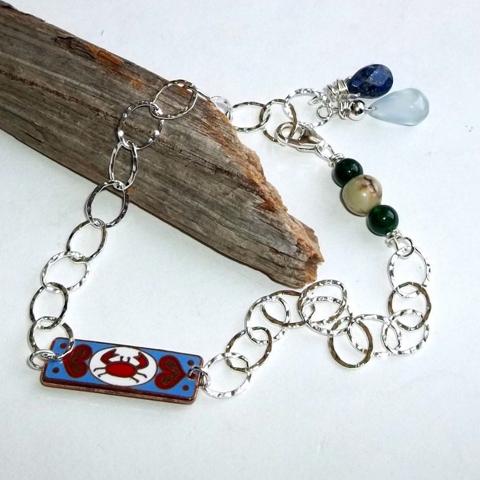 Krebs Sternzeichen Edelstein-Chakra Armband Sterling Silber Astrologie Earthegy #1025 von earthegy