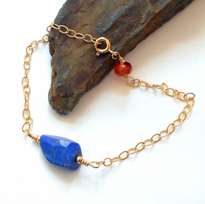 Lapis Und Karneol Gold Armband Verstellbar Earthegy #154 von earthegy