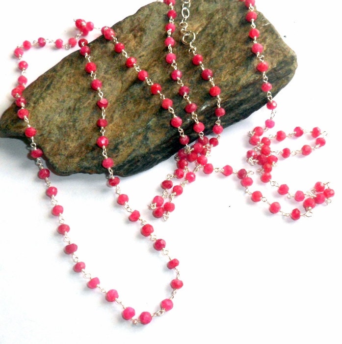 Rosa Ruby Rosenkranz Drei Weise Halskette Sterlingsilber Draht Gewickelt Earthegy von earthegy