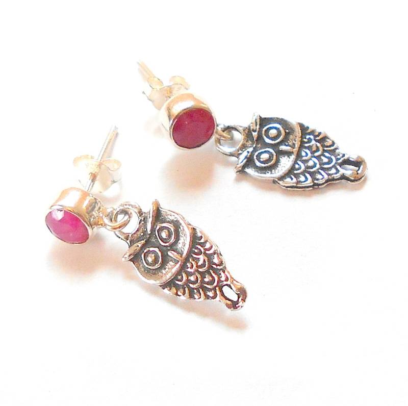Rubin Sterling Silber Eulen Ohrringe Erdig #614 Rubin Sterling Silber Eulen Ohrringe Erdig #614 von earthegy