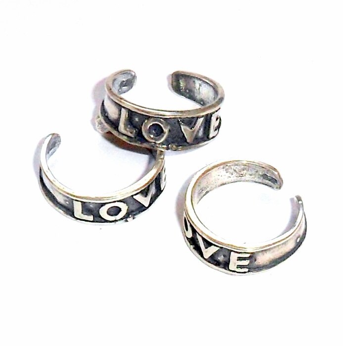 sterling Silber Liebe Verstellbare Ringtoe Ring 1 Ohrthegie #2746 von earthegy