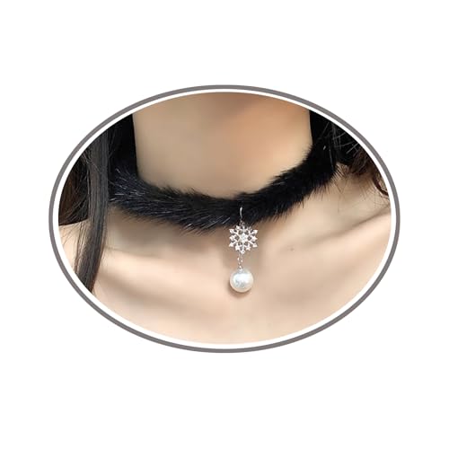 Schneeflocken-Choker-Halskette, Weihnachts-Halsketten für Frauen, flauschiger Schneeflocken-Perlenanhänger, Choker für Mädchen, Winterschmuck, Geschenk, Kupfer, Kein Edelstein Schneeflocken-Choker-Halskette, Weihnachts-Halsketten für Frauen, flauschiger Schneeflocken-Perlenanhänger, Choker für Mädchen, Winterschmuck, Geschenk, Kupfer, Kein Edelstein von eartif