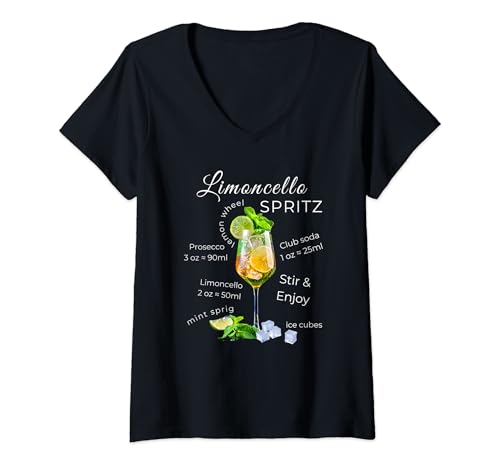 Damen Limoncello Spritz Rezept Sommer Cocktail T-Shirt mit V-Ausschnitt von easy peasy lemon squeezy