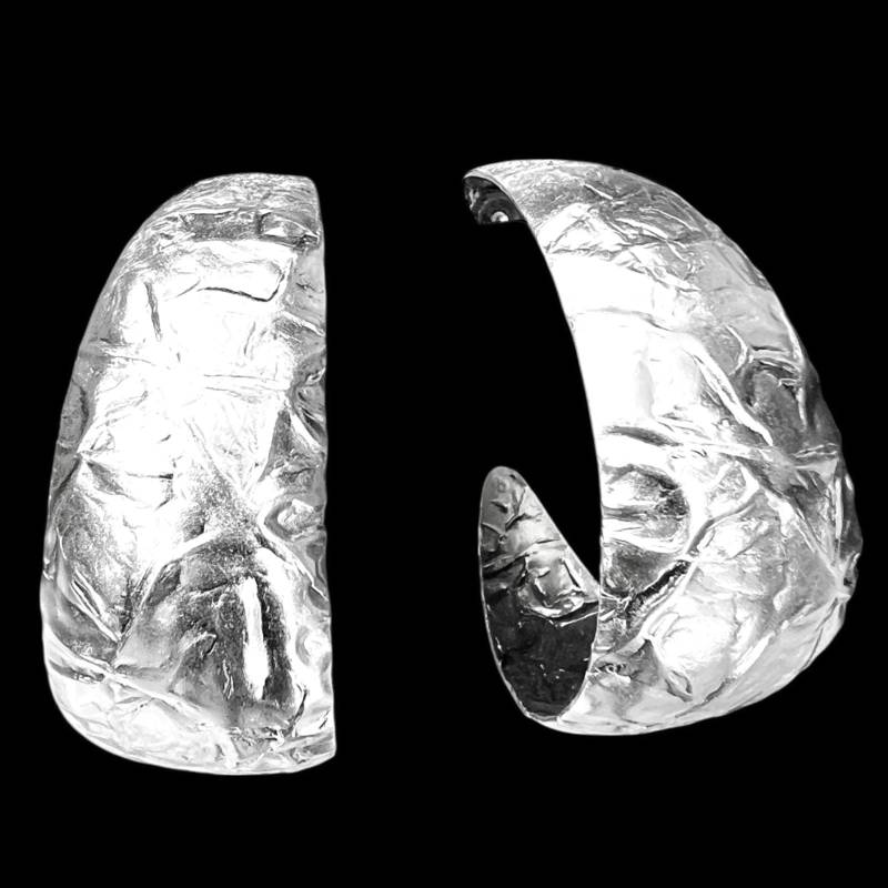 Ebbe Und Flut Creolen Nordsee Silber Faltprägung Groß - Matt Versilbert Papier von ebbeundflut