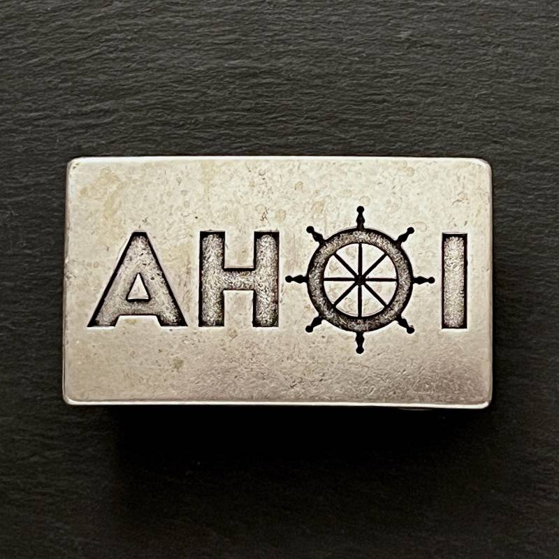 Ebbe Und Flut Gürtelschliesse Ahoi - Maritime Gürtelschnalle Für Wechselgürtel Mit 4 cm Breite von ebbeundflut